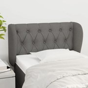 vidaXL Cabeceira de cama c/ abas tecido 83x23x78/88 cm cinzento-escuro