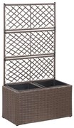 vidaXL Floreira com treliça e 2 vasos 58x30x107 cm vime PE castanho