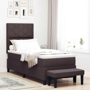 vidaXL Cama Box com Colchão e Banco Castanho Escuro 80x200 cm Tecido