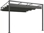 Outsunny Pérgola de Parede para Jardim 3x3 m com Teto Retrátil Proteção UPF30+ Drenagem Pérgola de Jardim para Exterior Cinzento | Aosom Portugal