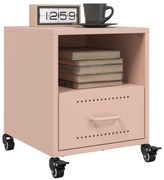 vidaXL Mesas de cabeceira 2 pcs 36x39x43,5 cm aço rosa