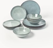 Conjunto de louça artesanal Nordic Sea, 4 pessoas, conjunto de 12
