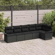 vidaXL Conjunto de Sofá de Jardim de 6 Peças com Almofadas - Preto em Poli Rattan