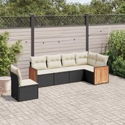 vidaXL 6 pcs conjunto sofás de jardim c/ almofadões vime PE preto
