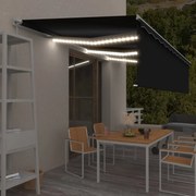 vidaXL Toldo retrátil manual com estore/LED 6x3 m antracite