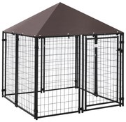 PawHut Parque para Animais de Estimação com Teto 141x141x153cm Canil p