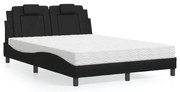 Cama com colchão 120x200 cm couro artificial preto