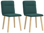 vidaXL Cadeiras de jantar 2 pcs tecido verde-escuro