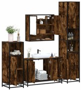 vidaXL 4pcs conjunto de móveis WC derivados de madeira carvalho fumado