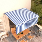 Toldo retrátil automático com estore 4,5x3 m azul e branco