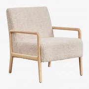 Pacote De 2 Poltronas De Madeira De Seringueira Maylene Chenille Creme Bege - Sklum