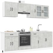 vidaXL 8 peças armário de cozinha conjunto Lucca cinzento cimento