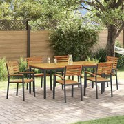 vidaXL Conjunto de Jantar para Jardim de 7 Peças em Madeira de Acácia e Metal