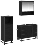 vidaXL Conjunto de Móveis para Banheiro com porta 3 pcs Carvalho Preto