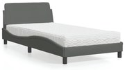 vidaXL Cama com colchão 100x200 cm tecido cinzento-escuro