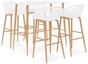 vidaXL 5 pcs conjunto de bar branco