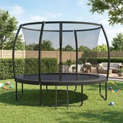 Trampolim jardim 366 cm (diâmetro) com rede de segurança para crianças, varas curvas Preto