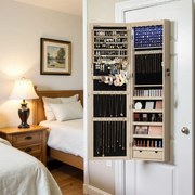 Armário para joias suspenso 37 x 10 x 120 cm cor de carvalho