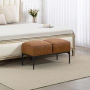Banco ao Pé da Cama Multifuncional 80x40x46 cm Moderno com Assento Acolchoado Espesso e Pés em Aço PU Castanho