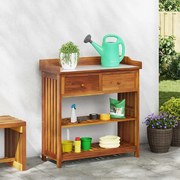 vidaXL Armário de Jardim com gaveta Natural 93 x 41,5 x 98cm
