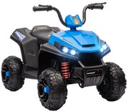 AIYAPLAY Quadriciclo Elétrico para Crianças com Bateria 12V Faróis e Música Carga 30 kg 85x55,5x62 cm Azul | Aosom Portugal
