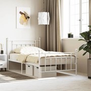 vidaXL Estrutura de cama com cabeceira e pés 107x203 cm metal branco
