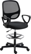 HOMCOM Cadeira de Escritório Ergonômica Poltrona com Apoio para Pés e Apoios de Braço Altura Regulável 59x58x103-123 cm Preto | Aosom Portugal