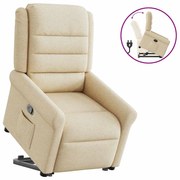 vidaXL Poltrona reclinável elevatória tecido cor creme