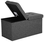 Banco de armazenamento SONGMICS 80L, banco dobrável para sapatos, com tampa basculante, capacidade de carga 300 kg, 76 x 38 x 38 cm, cinza escuro LSF46GYZ