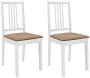 Cadeiras de jantar com almofadões 2 pcs madeira maciça branco