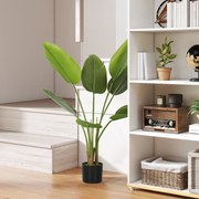 Planta Artificial Decorativa 109 cm Bananeira Artificial com Vaso e Folhas para Interior Casa Sala de Estar Escritório Verde