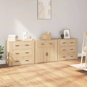 vidaXL Aparadores 3 pcs derivados de madeira cor carvalho sonoma