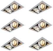 Conjunto de 6 focos embutidos de aço AR111 ajustáveis 2 luzes - Oneon