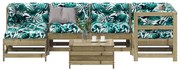vidaXL 7 pcs conjunto lounge de jardim c/ almofadões pinho impregnado