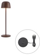 Candeeiro de Mesa Castanho Ferrugem Incl. LED Recarregável com Estação de Carregamento IP65 - Raika