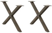 vidaXL Pés para mesa de centro em formato de X, 2 peças, aço natural, 70x (42-43) cm, aço