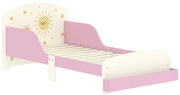 AIYAPLAY Cama Infantil para Crianças +3 Anos 70x140 cm em Madeira com Armazenamento e Desenhos de Estrelas para Dormitório Rosa | Aosom Portugal