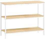 HOMCOM Mesa Consola Estreita Consola de Entrada Moderna com 3 Prateleiras Abertas e Pés de Metal 101x35x80 cm Madeira e Branco | Aosom Portugal