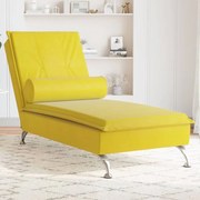 Chaise lounge de massagem com rolo veludo amarelo