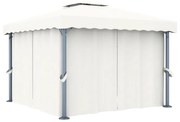 Gazebo com cortina 3x3 m alumínio branco nata