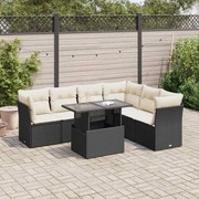vidaXL 7 pcs conjunto de sofás p/ jardim c/ almofadões vime PE preto