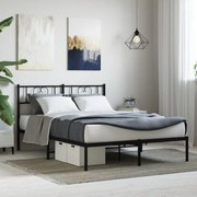 vidaXL Estrutura de cama com cabeceira 160x200 cm metal preto