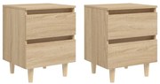 vidaXL Mesas cabeceira 2 pcs c/ pernas pinho 40x35x50 cm carv. sonoma