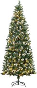 HOMCOM Árvore de Natal Artificial 230 cm com Luzes LED Altura com 1051 Ramos 45 Pinhas e Base Dobrável Ø100x230 cm Verde