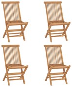 vidaXL Cadeiras de jardim dobráveis 4 pcs madeira de teca maciça