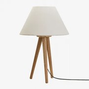 Candeeiro De Mesa Em Madeira De Manga Simona Madeira De Manga & Branco Ø40 Cm - ↑20 Cm Menorca - Sklum