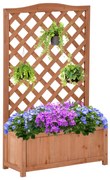 Outsunny Floreira com Treliça de Madeira Caixa de Plantio com Suporte para Plantas Trepadeiras para Cultivos 70x28x117 cm Madeira | Aosom Portugal