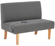 HOMCOM Sofá de 2 Lugares Estofado em Veludo Cotelê Sofá Sala de Estar com 2 Entradas USB 1 Entrada Tipo C 110x60x85 cm Cinza | Aosom Portugal