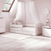 Cama infantil branca Luk princesa e unicórnio 160x80 com gaveta - colchão e estrado incluído