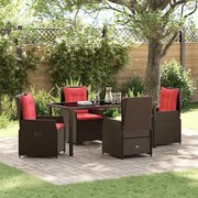 vidaXL Conjunto de Jantar de Jardim 5 Peças em Rattan Poly Marrom